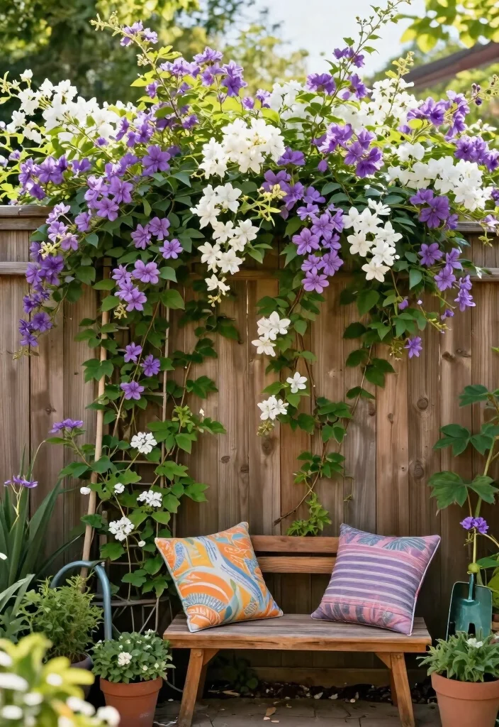 14 Backyard Fence Landscaping Ideas for Softened Borders - 2. Climbing Vines: Nature's Decorators