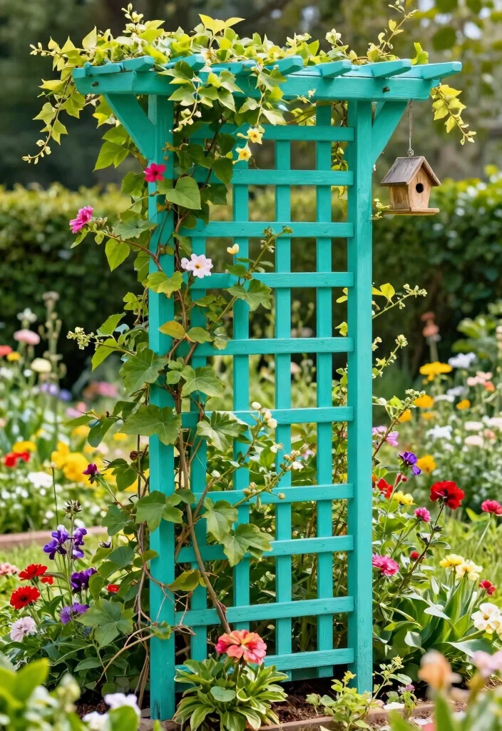 14 Backyard Trellis Ideas for Easy DIY Garden Style Upgrades - 13. Painted Trellis