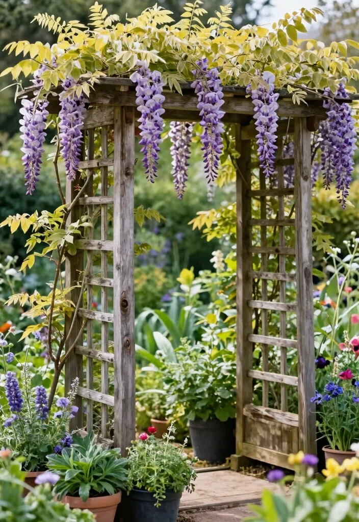 14 Backyard Trellis Ideas for Easy DIY Garden Style Upgrades - 4. Rustic Reclaimed Wood Trellis
