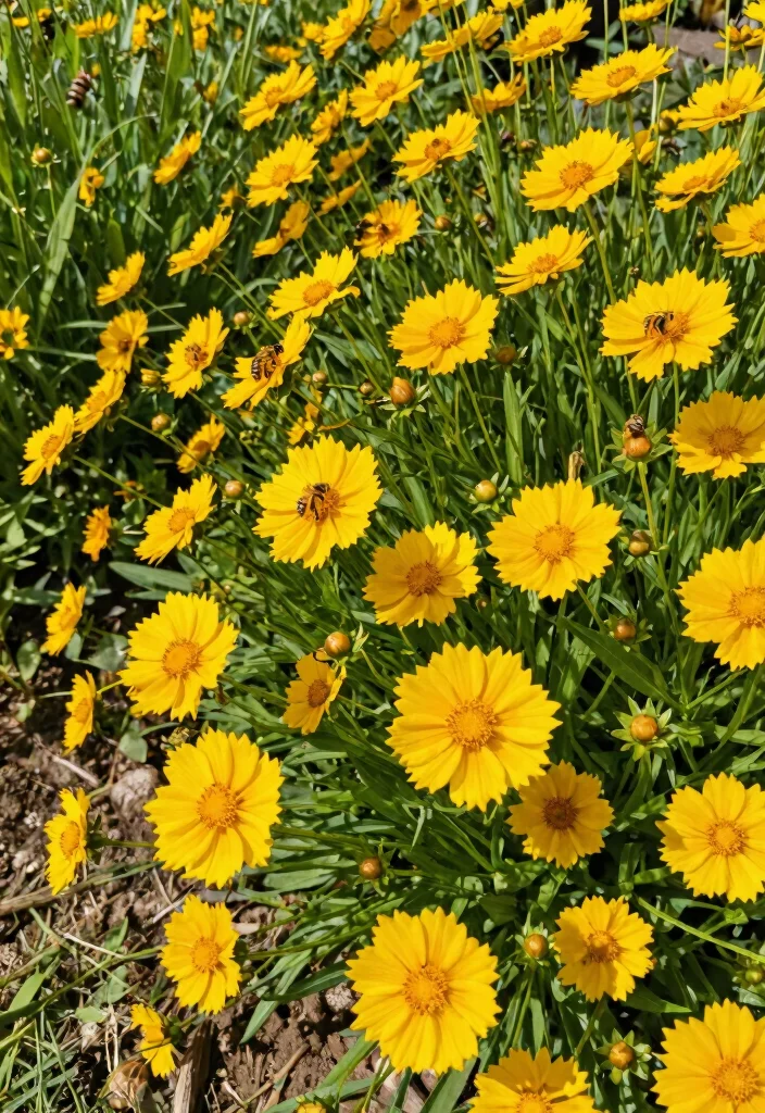 14 Border Flower Bed Ideas for Defined and Colorful Edging - 12. Colorful Coreopsis Edges
