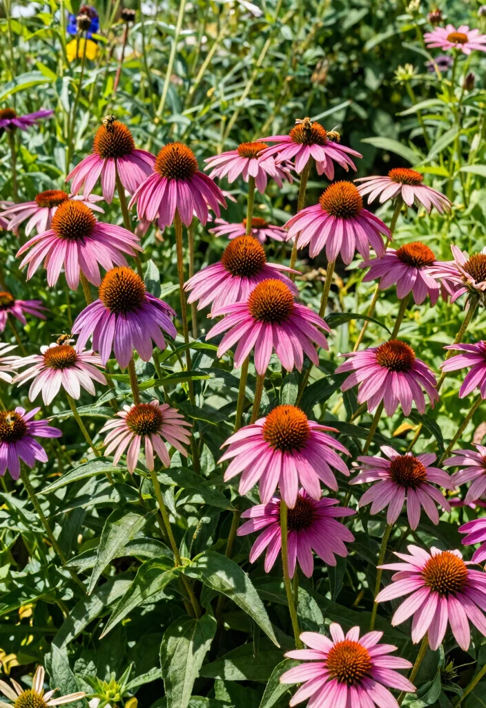 14 Border Flower Bed Ideas for Defined and Colorful Edging - 3. Vibrant Coneflower Border