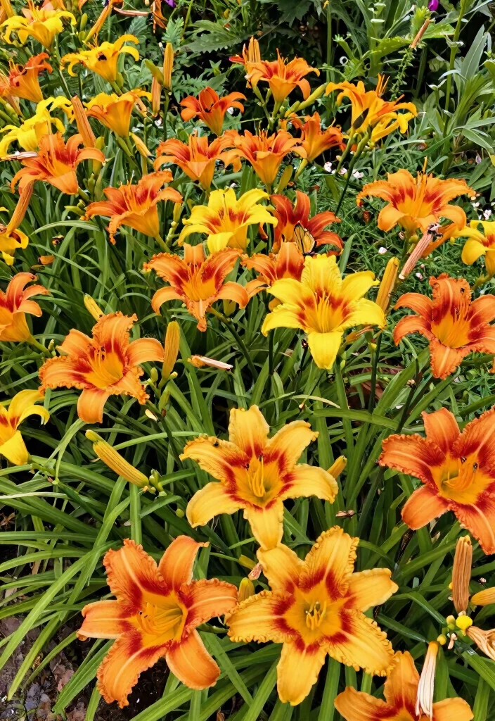 14 Border Flower Bed Ideas for Defined and Colorful Edging - 6. Whimsical Daylily Borders