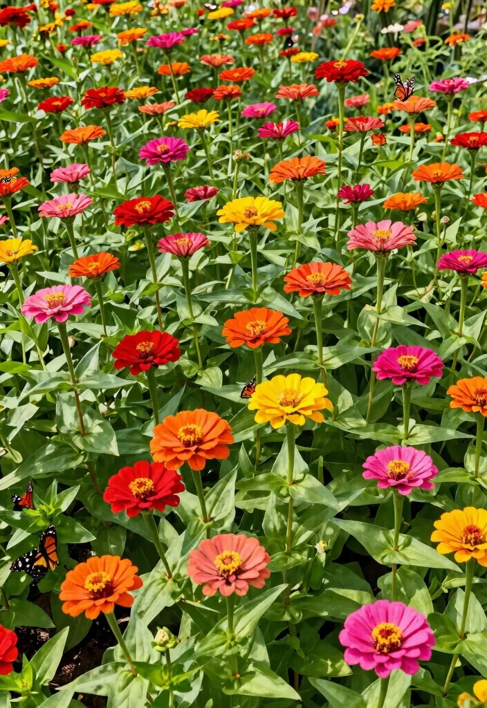 14 Border Flower Bed Ideas for Defined and Colorful Edging - 8. Playful Zinnia Edges