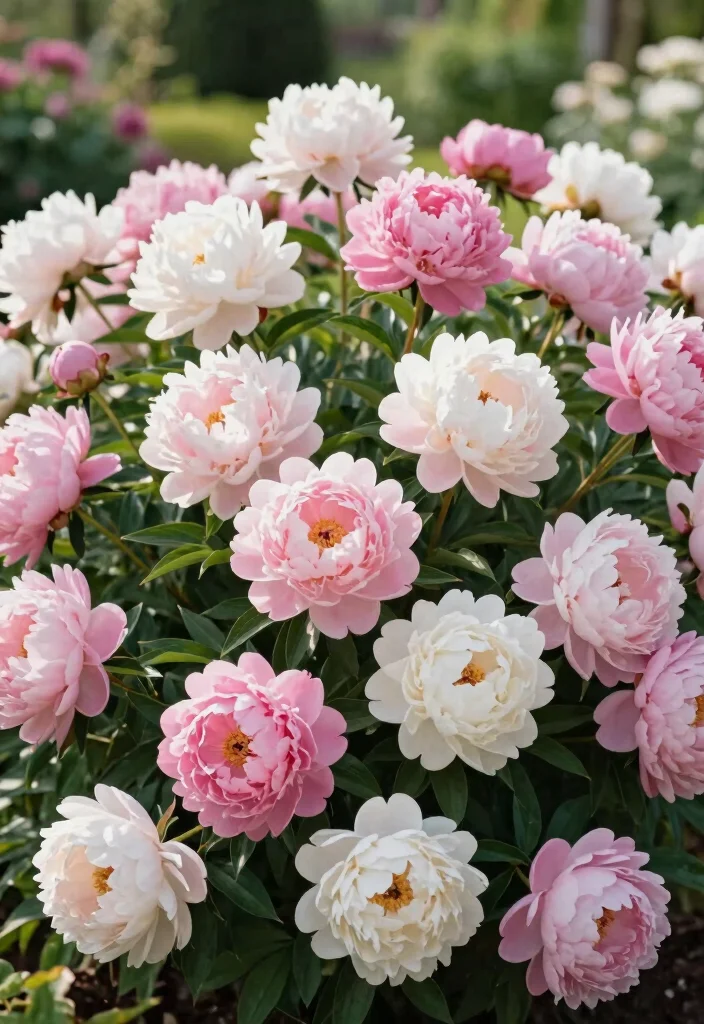 14 Border Flower Bed Ideas for Defined and Colorful Edging - 9. Elegant Peony Edging