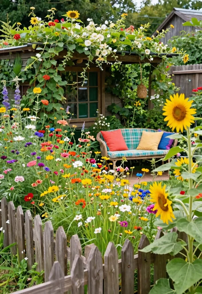 14 Country Farmhouse Landscaping Ideas with Rustic Garden Charm - 11. Grow a Cottage Garden