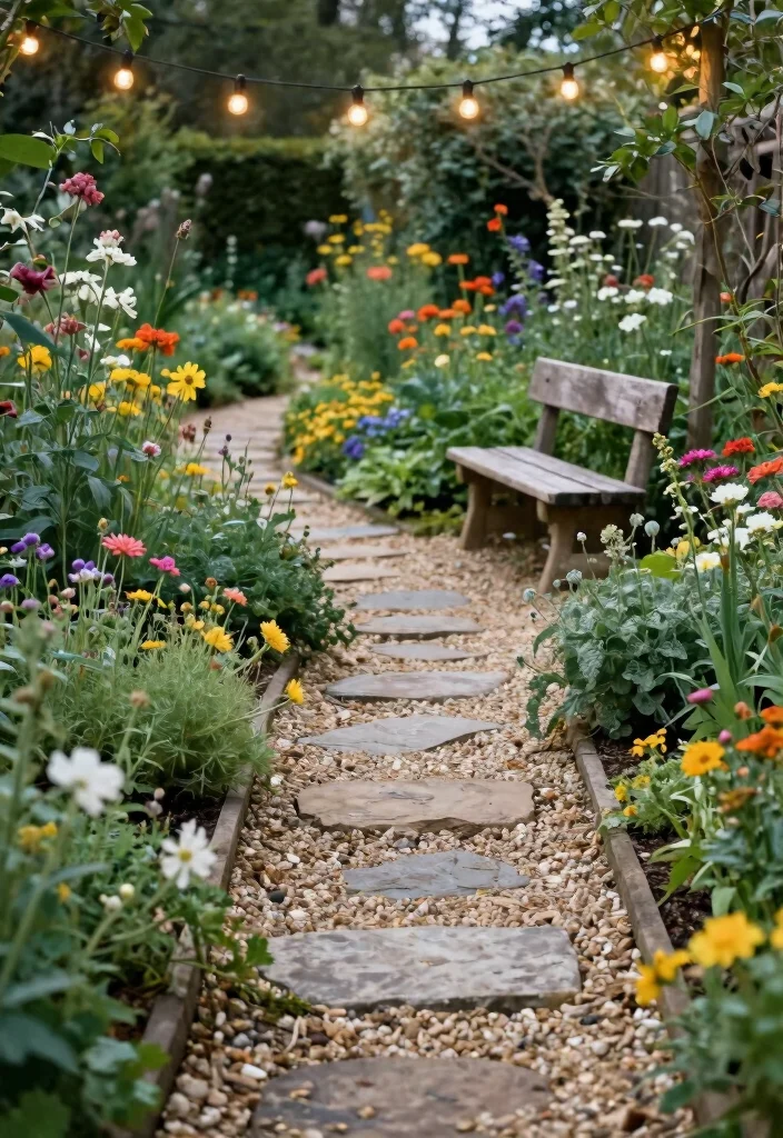 14 Country Farmhouse Landscaping Ideas with Rustic Garden Charm - 6. Build a Rustic Garden Path
