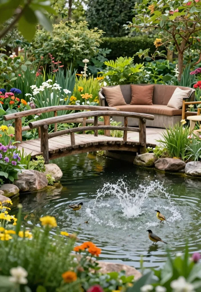 14 Country Farmhouse Landscaping Ideas with Rustic Garden Charm - 7. Incorporate Water Features