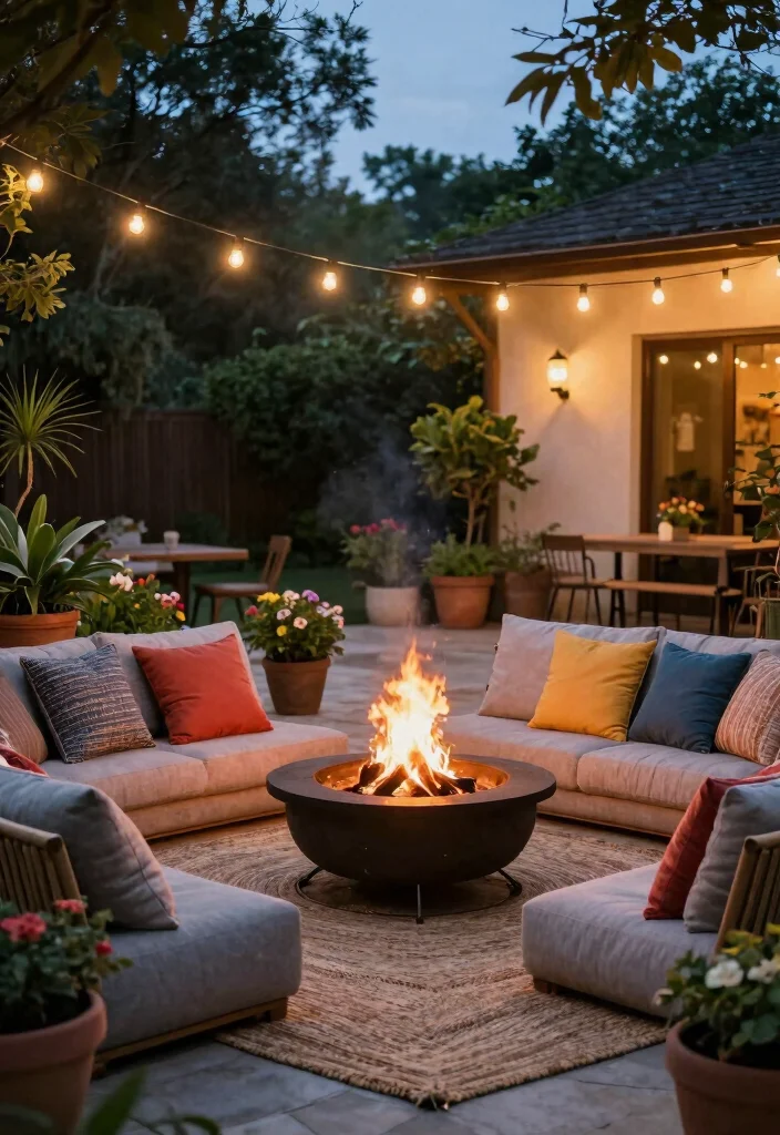 14 Country Farmhouse Landscaping Ideas with Rustic Garden Charm - 8. Have a Cozy Gathering Area