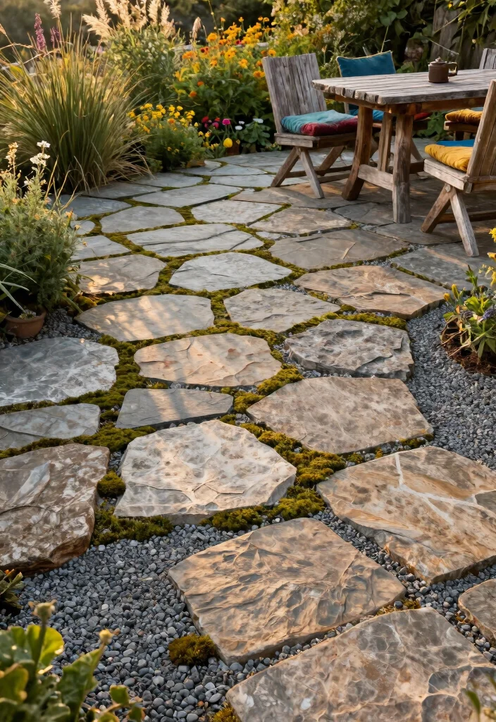 14 Flagstone Patio Ideas for Natural Outdoor Texture - 1. Rustic Charm with Irregular Flagstones
