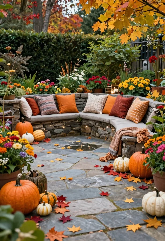 14 Flagstone Patio Ideas for Natural Outdoor Texture - 14. Seasonal Inspiration with Textural Changes