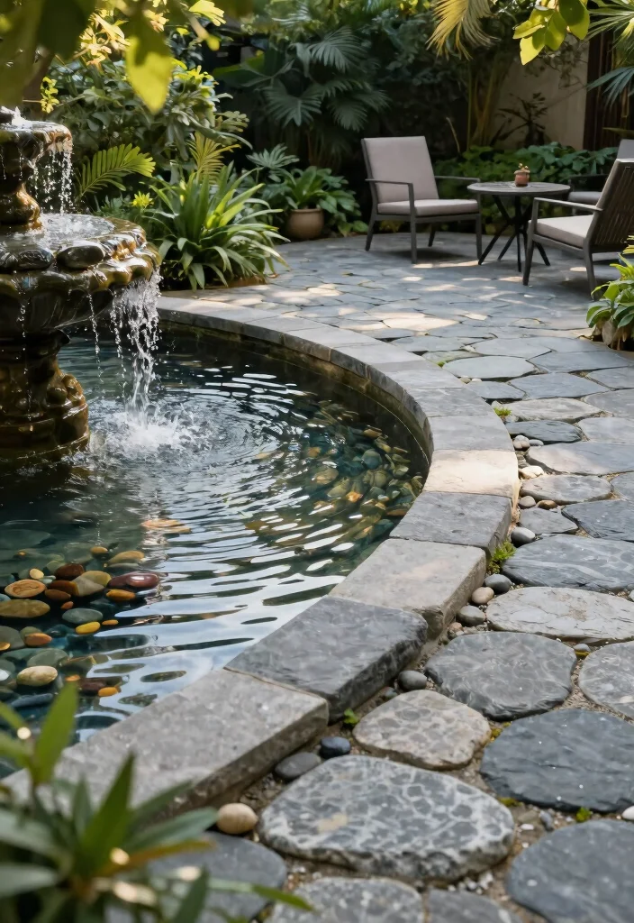 14 Flagstone Patio Ideas for Natural Outdoor Texture - 9. Surrounding Water Features