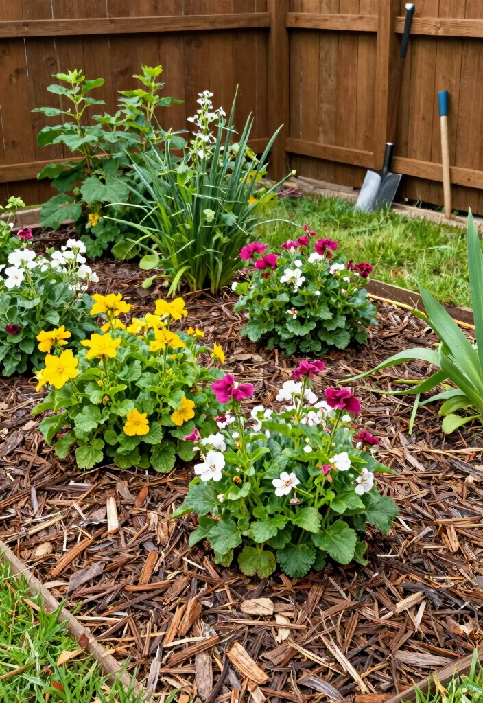 14 Front Garden Bed Ideas for Attractive Year Round Style - 10. Sustainable Mulching