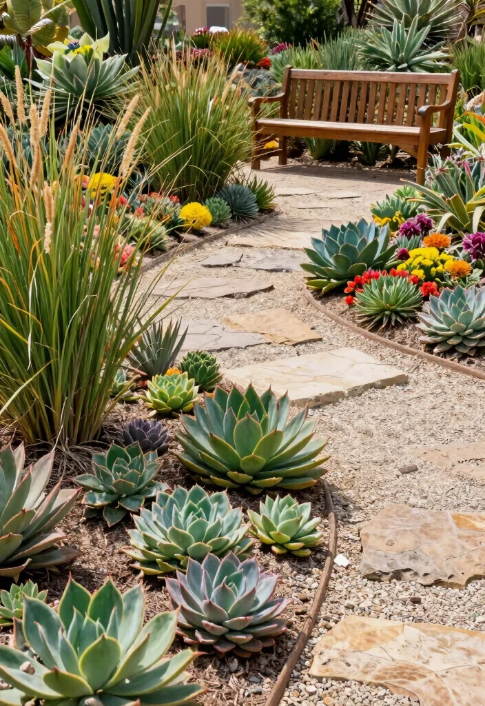 14 Front Garden Bed Ideas for Attractive Year Round Style - 11. Drought-Tolerant Gardens