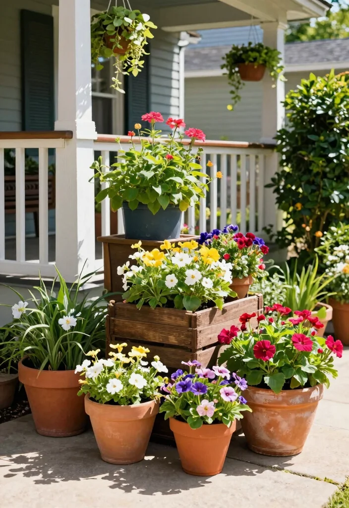 14 Front Garden Bed Ideas for Attractive Year Round Style - 12. Container Gardening