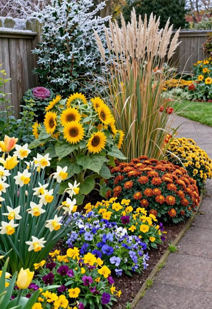 14 Front Garden Bed Ideas for Attractive Year Round Style - 4. Seasonal Garden Design