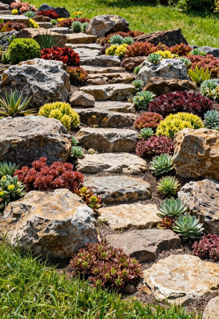 14 Front Garden Bed Ideas for Attractive Year Round Style - 7. Rock Gardens