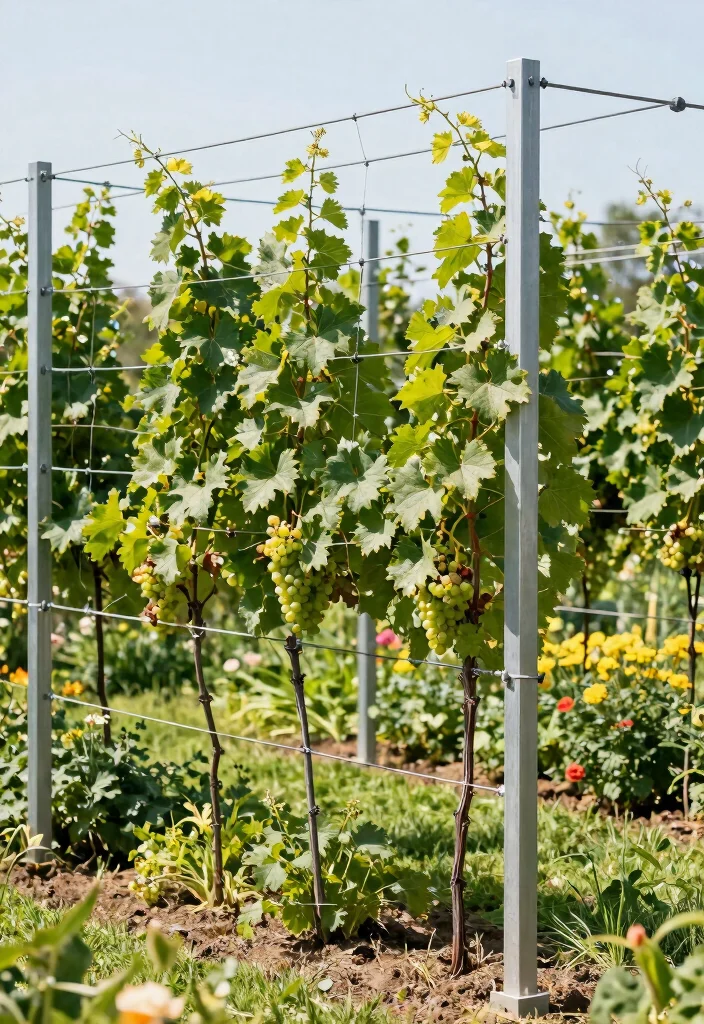 14 Grape Trellis Ideas for Backyard Spaces That Boost Harvests - 10. Wire Trellis System