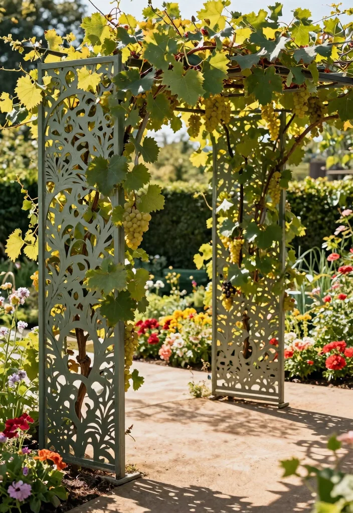 14 Grape Trellis Ideas for Backyard Spaces That Boost Harvests - 14. Decorative Trellis Panels