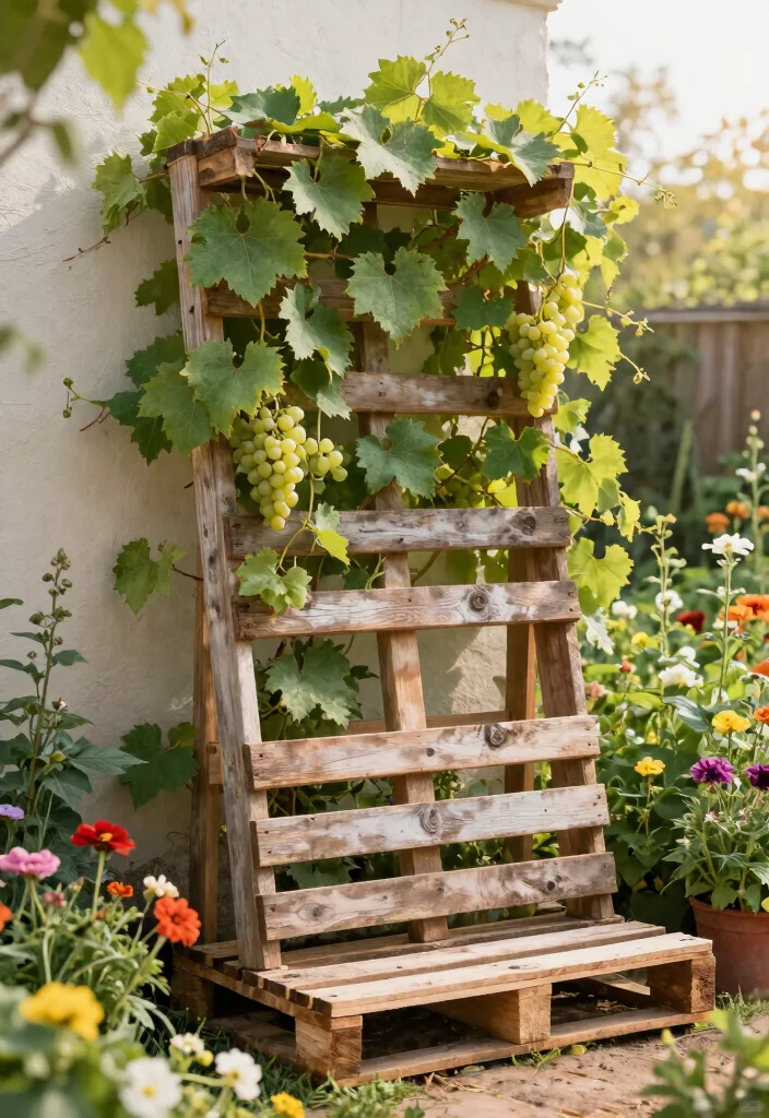 14 Grape Trellis Ideas for Backyard Spaces That Boost Harvests - 7. DIY Pallet Trellis