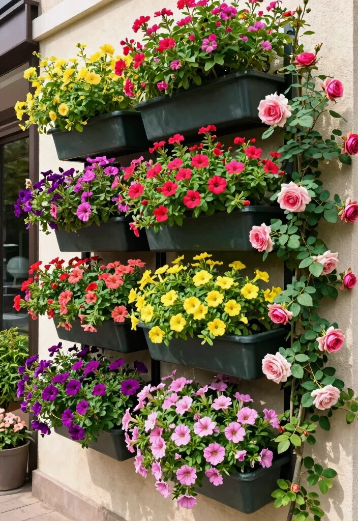 14 Outdoor Flower Bed Ideas for Seasonal Color and Texture - 12. Vertical Flower Beds