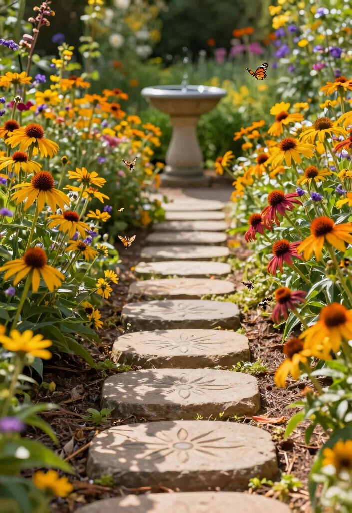 14 Outdoor Flower Bed Ideas for Seasonal Color and Texture - 2. Pollinator Pathway