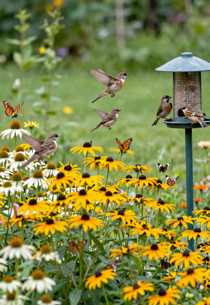 14 Outdoor Flower Bed Ideas for Seasonal Color and Texture - 6. Wildlife-Friendly Flower Beds