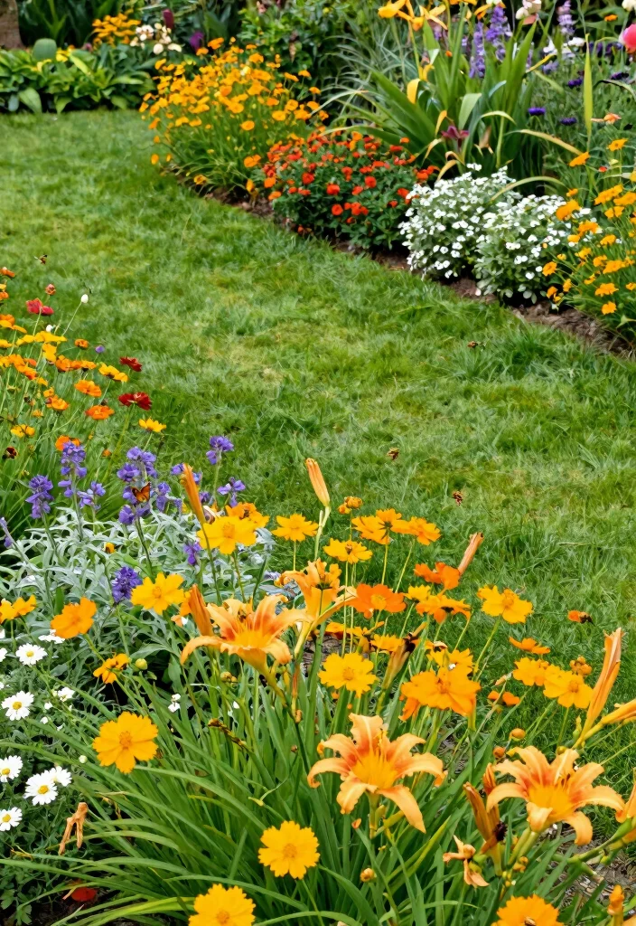 14 Outdoor Flower Bed Ideas for Seasonal Color and Texture - 9. Pollinator-Friendly Borders