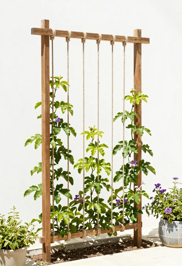 14 Passion Fruit Trellis Ideas for Lush Vertical Growing - 11. A Simple Rope Trellis