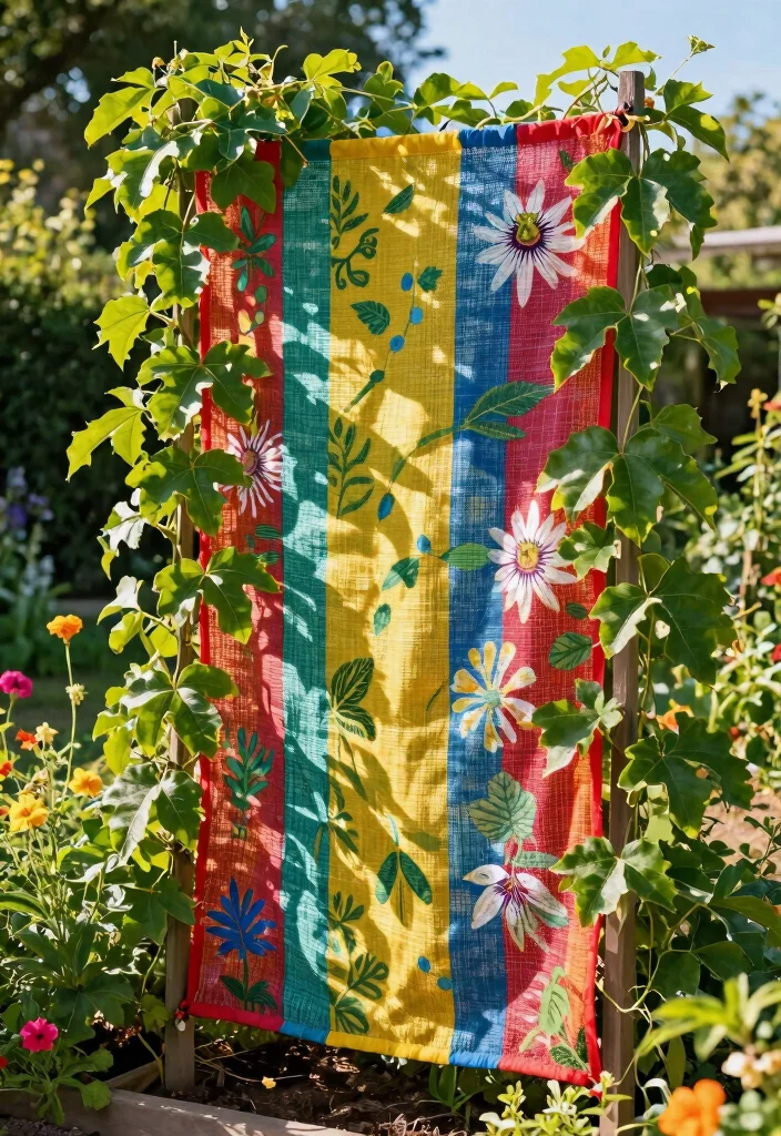 14 Passion Fruit Trellis Ideas for Lush Vertical Growing - 13. A Vertical Fabric Trellis