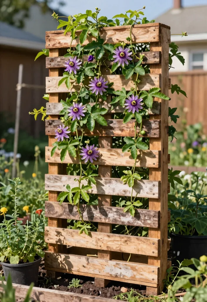 14 Passion Fruit Trellis Ideas for Lush Vertical Growing - 3. DIY Pallet Trellis