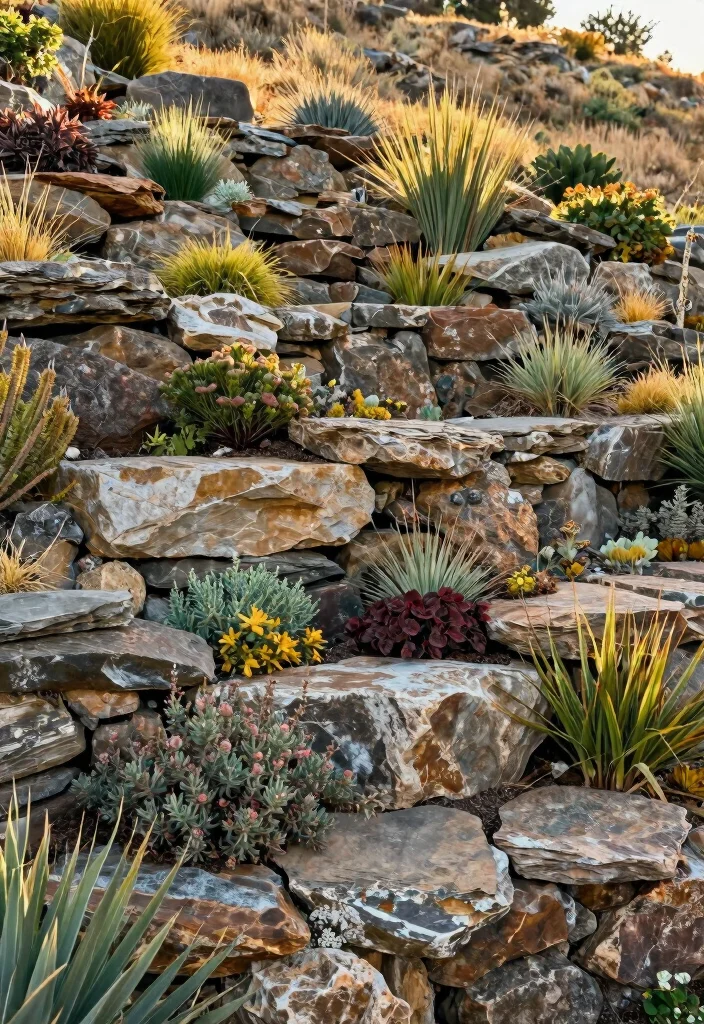 14 Rock Landscaping Ideas for Low Maintenance Garden Style - 10. Rock Wall Gardens