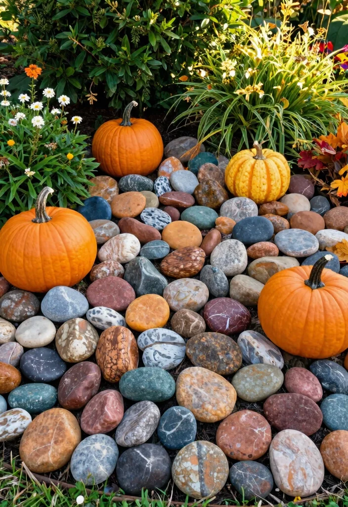 14 Rock Landscaping Ideas for Low Maintenance Garden Style - 14. Seasonal Rock Decor