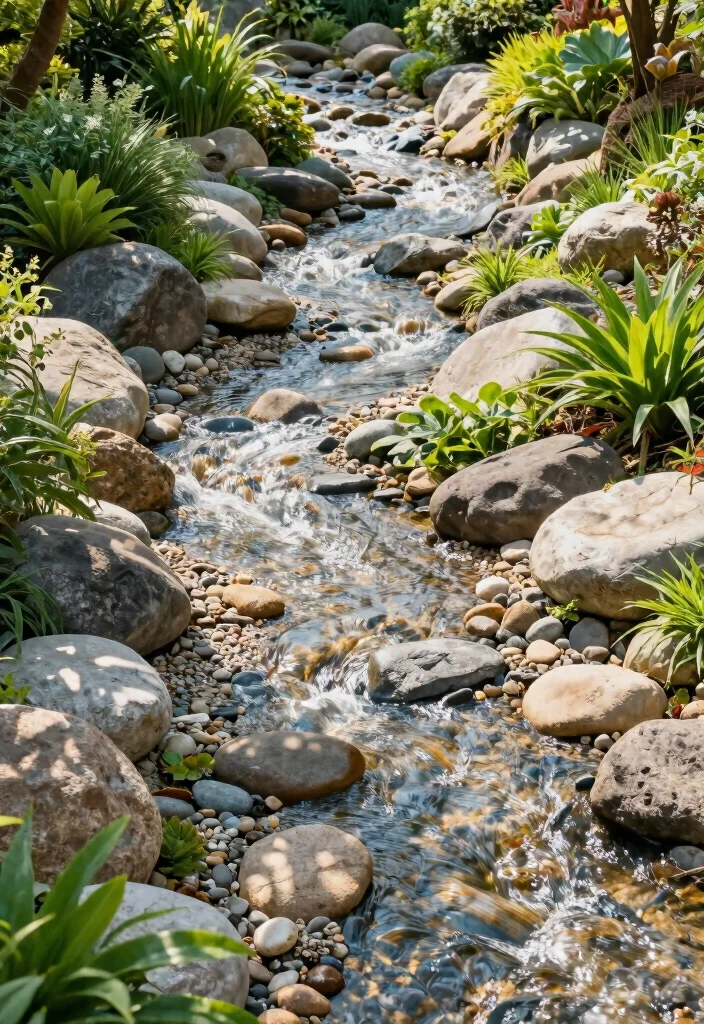 14 Rock Landscaping Ideas for Low Maintenance Garden Style - 7. Dry River Beds