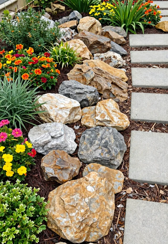 14 Rock Landscaping Ideas for Low Maintenance Garden Style - 9. Decorative Rock Mulch