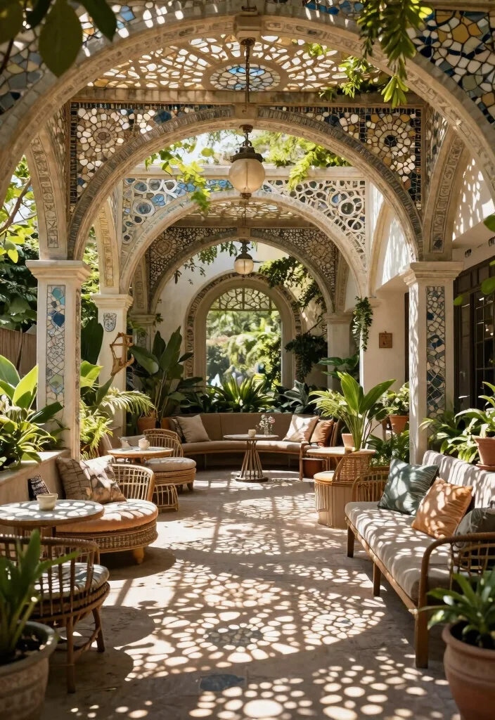 14 Shade Patio Ideas for Cool Relaxing Outdoor Spaces - 10. Mosaic Shade from Patio Structures