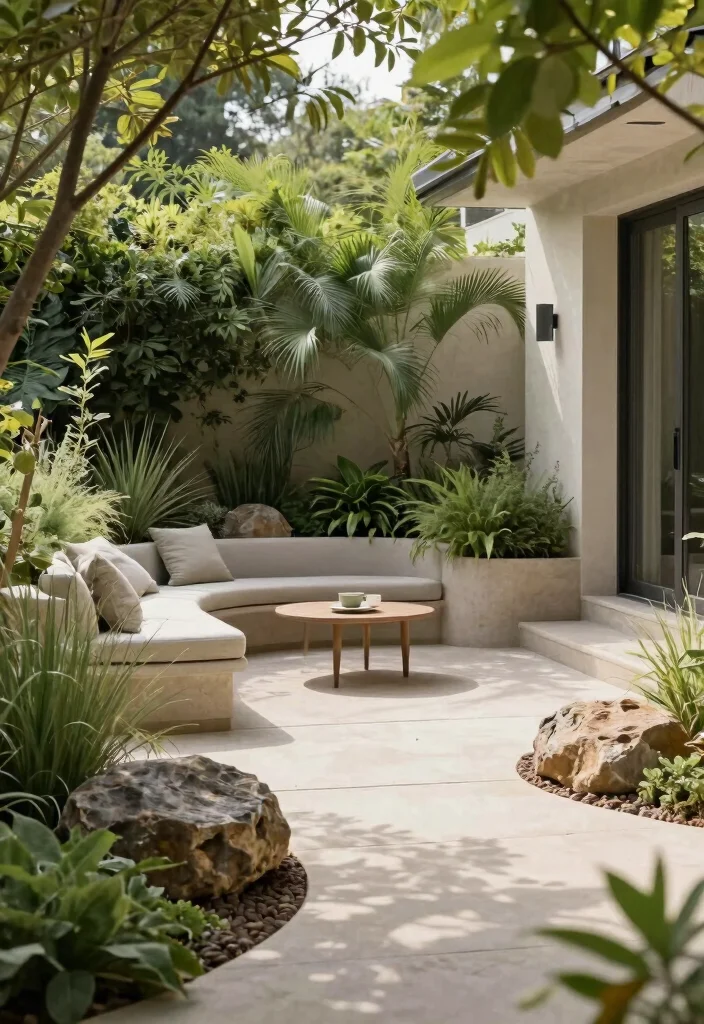 14 Shade Patio Ideas for Cool Relaxing Outdoor Spaces - 13. Low-Maintenance Landscaping Ideas