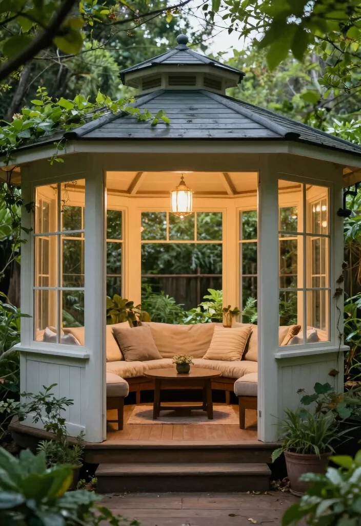 14 Shade Patio Ideas for Cool Relaxing Outdoor Spaces - 9. Enclosed Gazebo for Year-Round Use