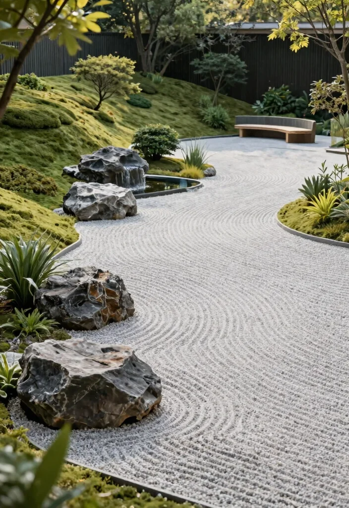 14 Slope Backyard Landscaping Ideas for Usable Outdoor Space - 12. Zen Garden Spaces