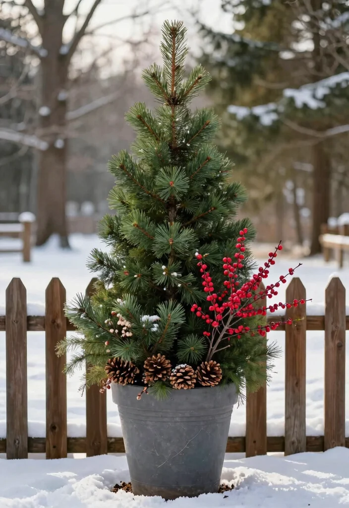 14 Winter Planter Ideas for Bright Cold Season Curb Appeal - 1. Evergreen Elegance