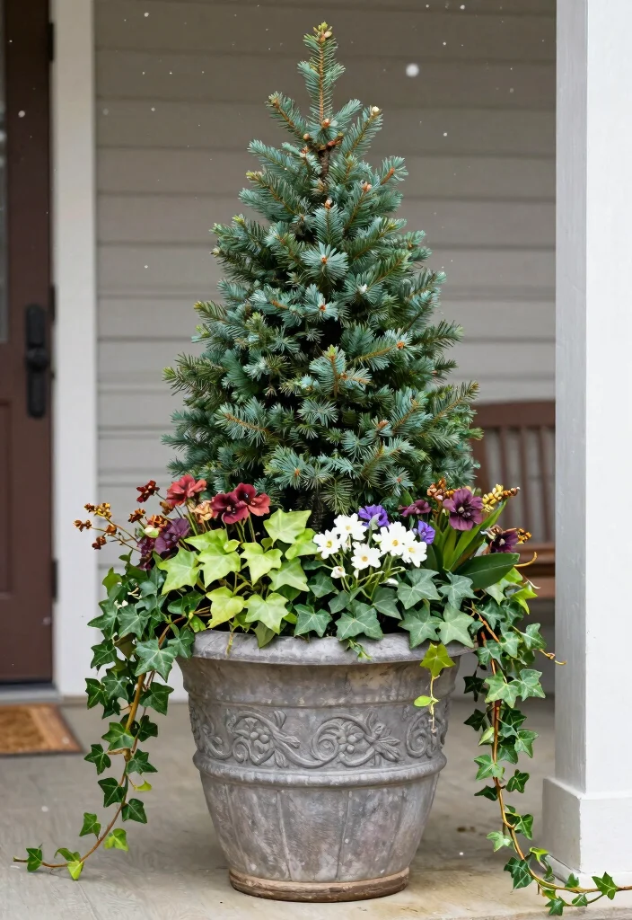 14 Winter Planter Ideas for Bright Cold Season Curb Appeal - 12. Layering Plants
