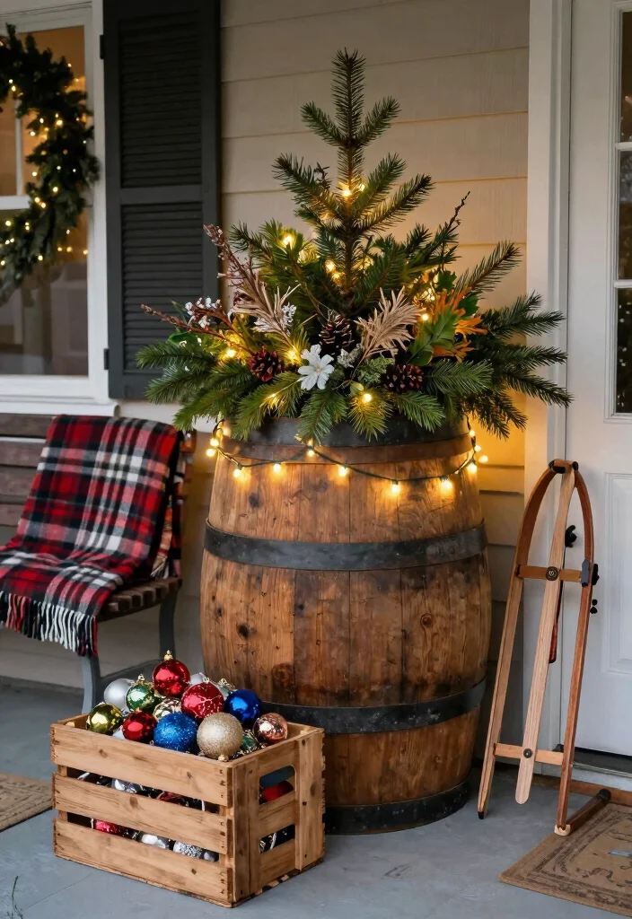 14 Winter Planter Ideas for Bright Cold Season Curb Appeal - 3. Rustic Winter Wonderland