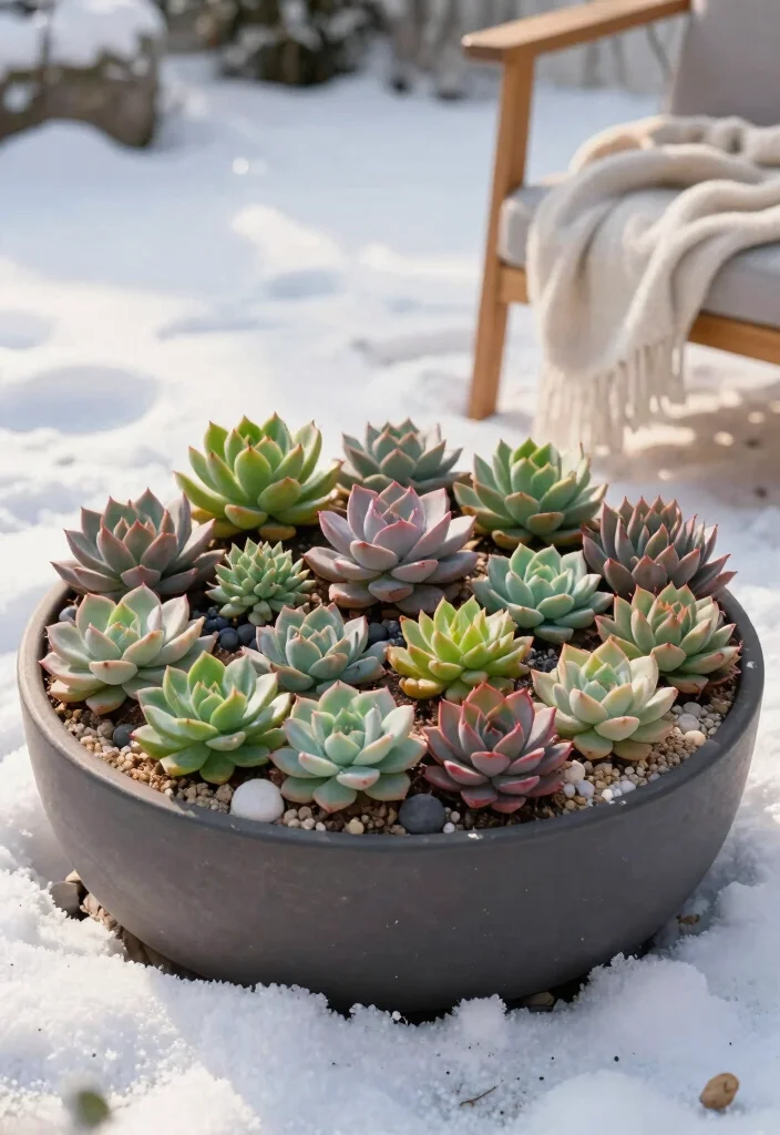 14 Winter Planter Ideas for Bright Cold Season Curb Appeal - 8. Colorful Winter Succulents