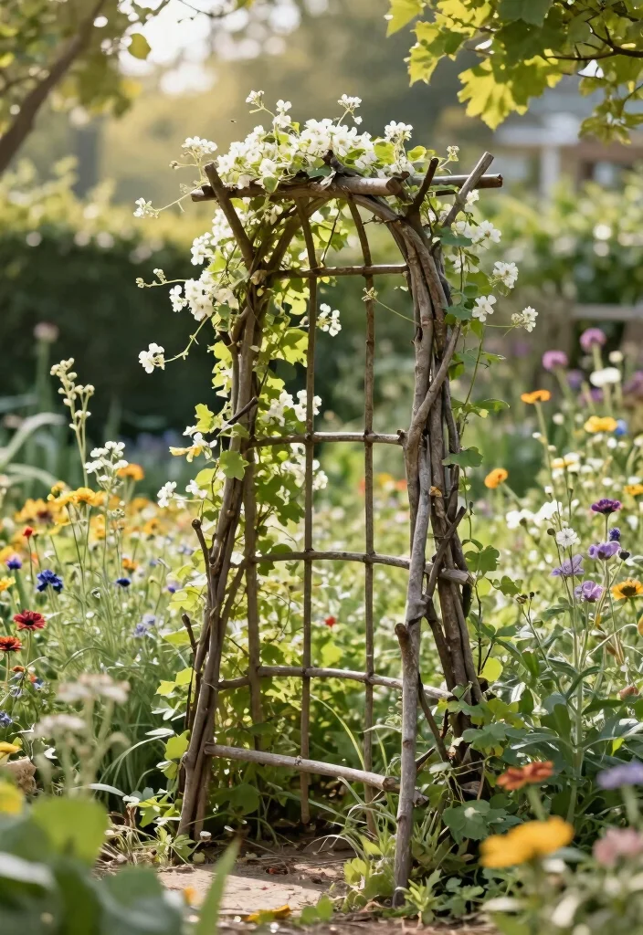 15 DIY Garden Trellis Ideas Anyone Can Build on a Budget - 11. Simple Twig Trellis