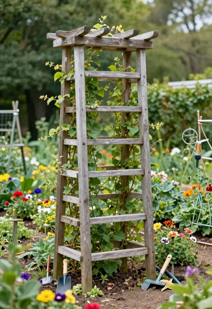 15 DIY Garden Trellis Ideas Anyone Can Build on a Budget - 3. Reclaimed Wood Garden Trellis