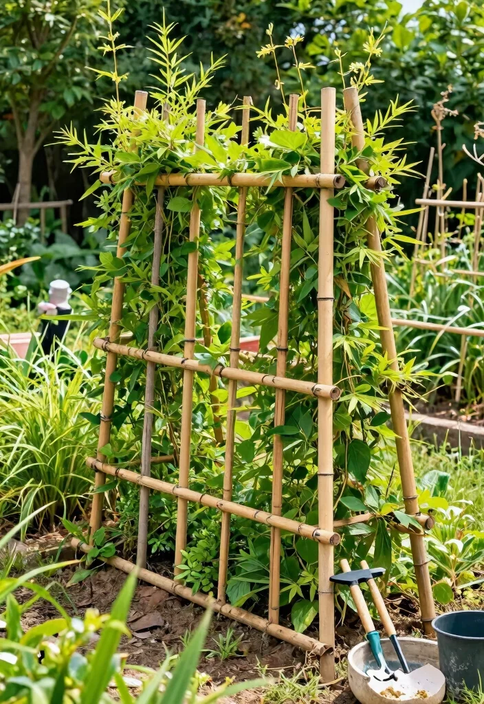 15 DIY Garden Trellis Ideas Anyone Can Build on a Budget - 7. Bamboo Trellis