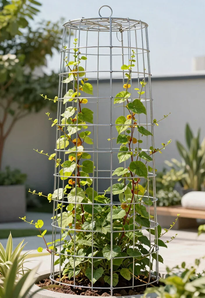 15 DIY Garden Trellis Ideas Anyone Can Build on a Budget - 8. Tension Wire Trellis