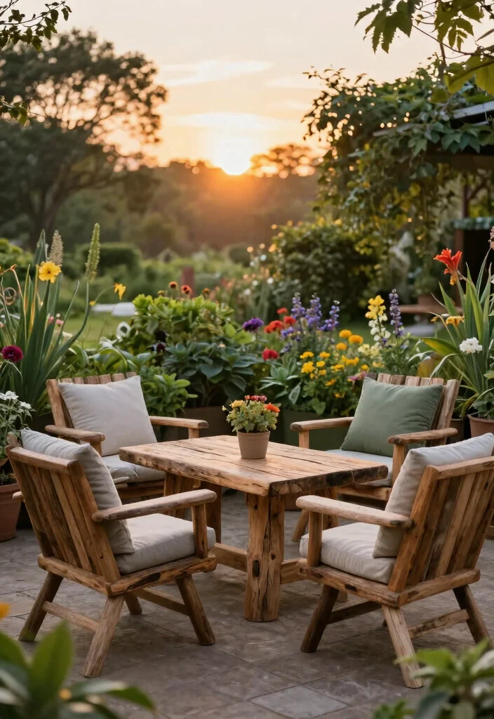 18 Backyard Landscaping Ideas for Practical Outdoor Upgrades - 18. Sustainable Garden Furniture
