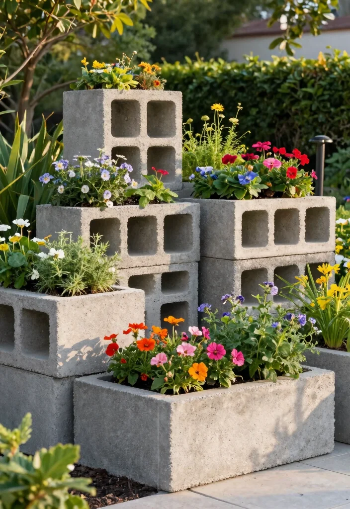 18 Creative Planter Ideas for Easy Home Garden Upgrades - 11. Concrete Block Planters