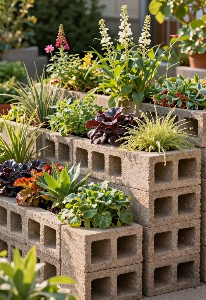 18 Creative Planter Ideas for Easy Home Garden Upgrades - 13. Cinder Block Planters