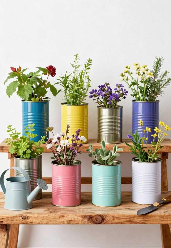 18 Creative Planter Ideas for Easy Home Garden Upgrades - 2. Upcycled Tin Cans